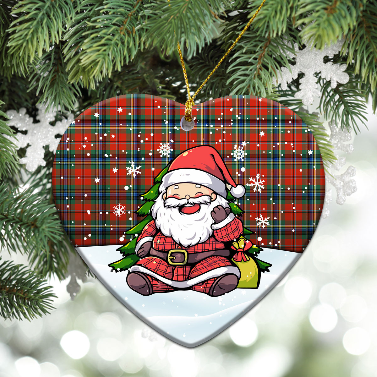 McLean of Duart Ancient Tartan Christmas Ceramic Ornament - Scottish Santa Style