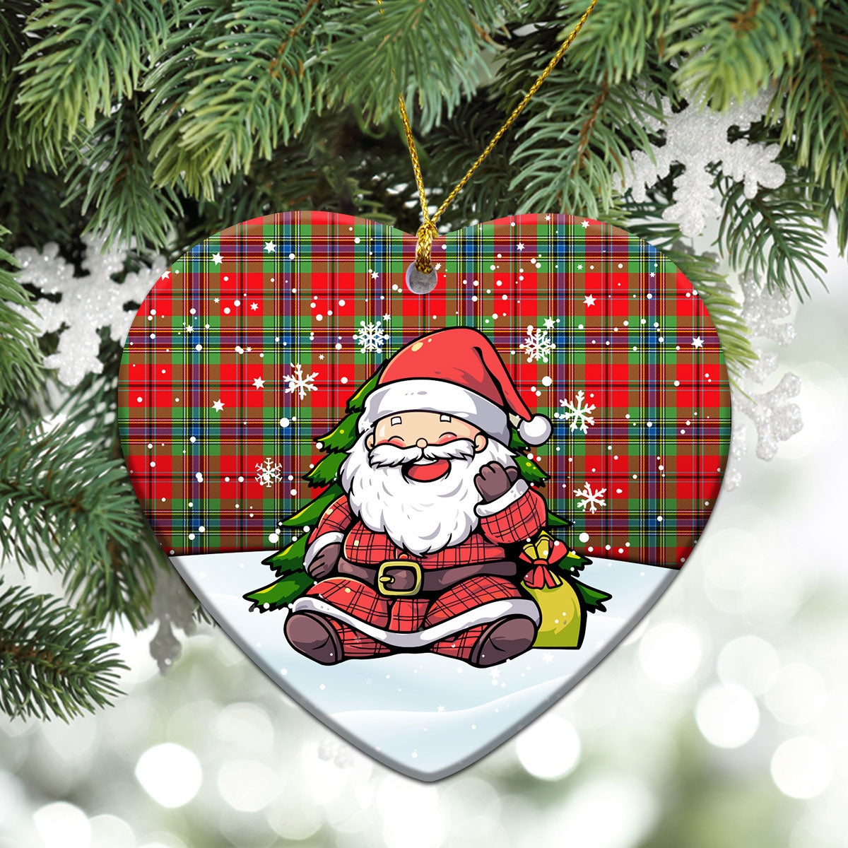 McLean of Duart Modern Tartan Christmas Ceramic Ornament - Scottish Santa Style