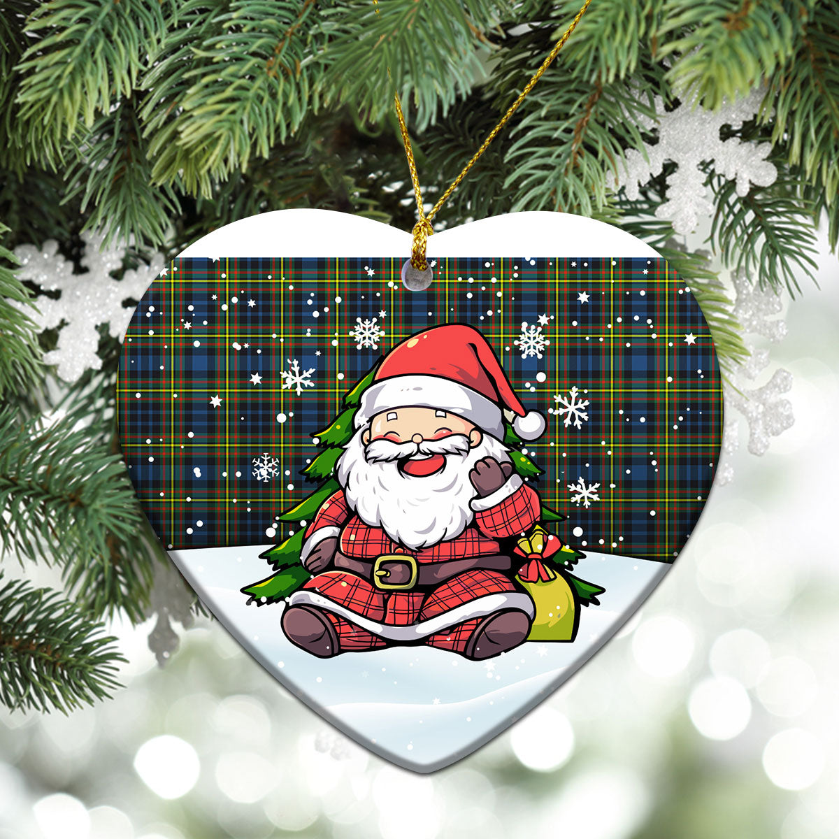 McLellan Ancient Tartan Christmas Ceramic Ornament - Scottish Santa Style