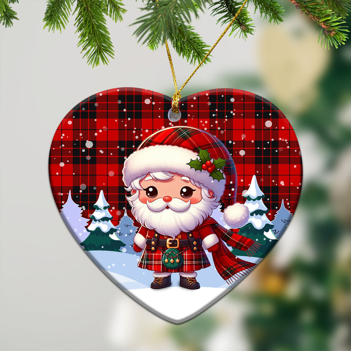 McLeod of Raasay Tartan Christmas Ceramic Ornament - Santa Claus In Kilt Style