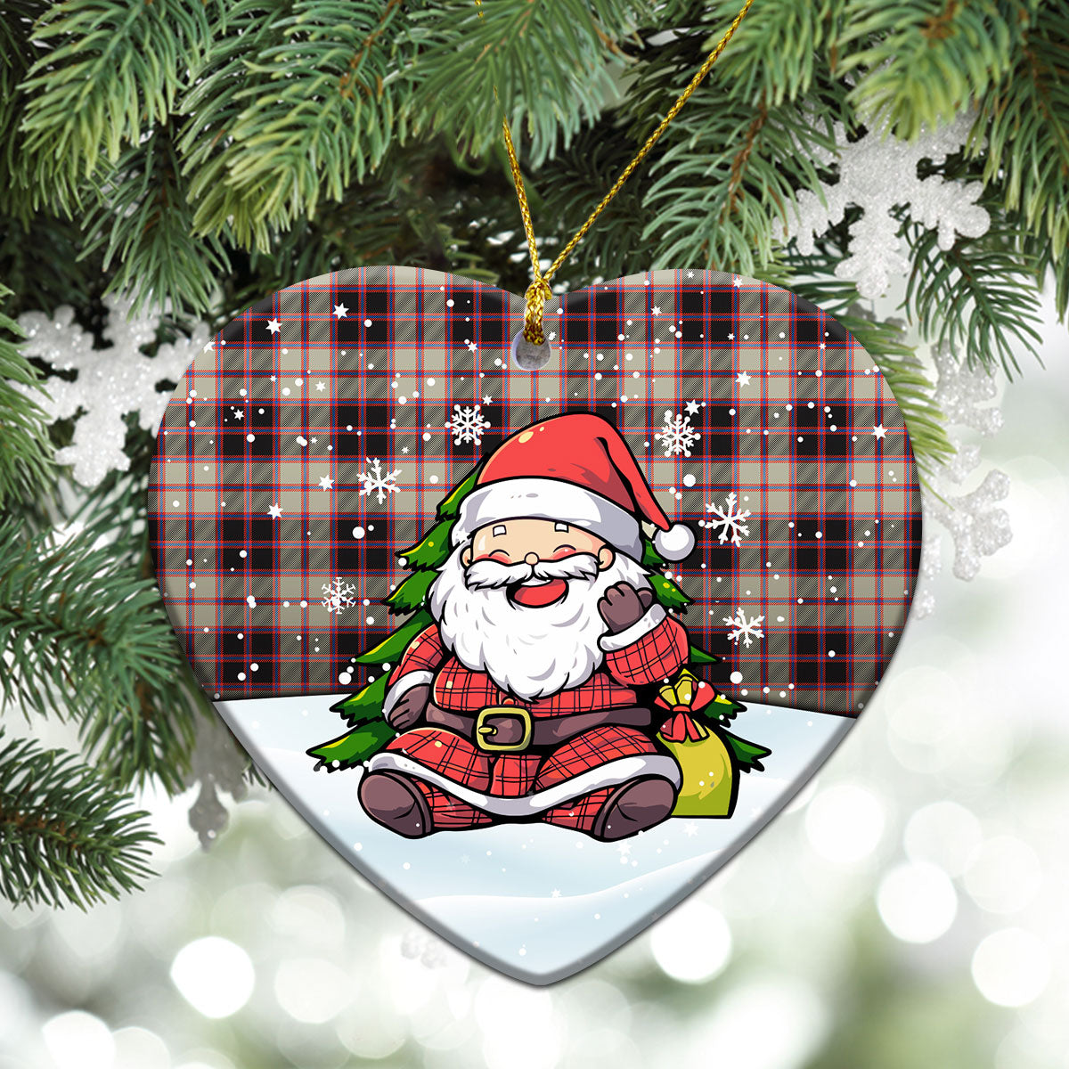 McPherson Hunting Ancient Tartan Christmas Ceramic Ornament - Scottish Santa Style