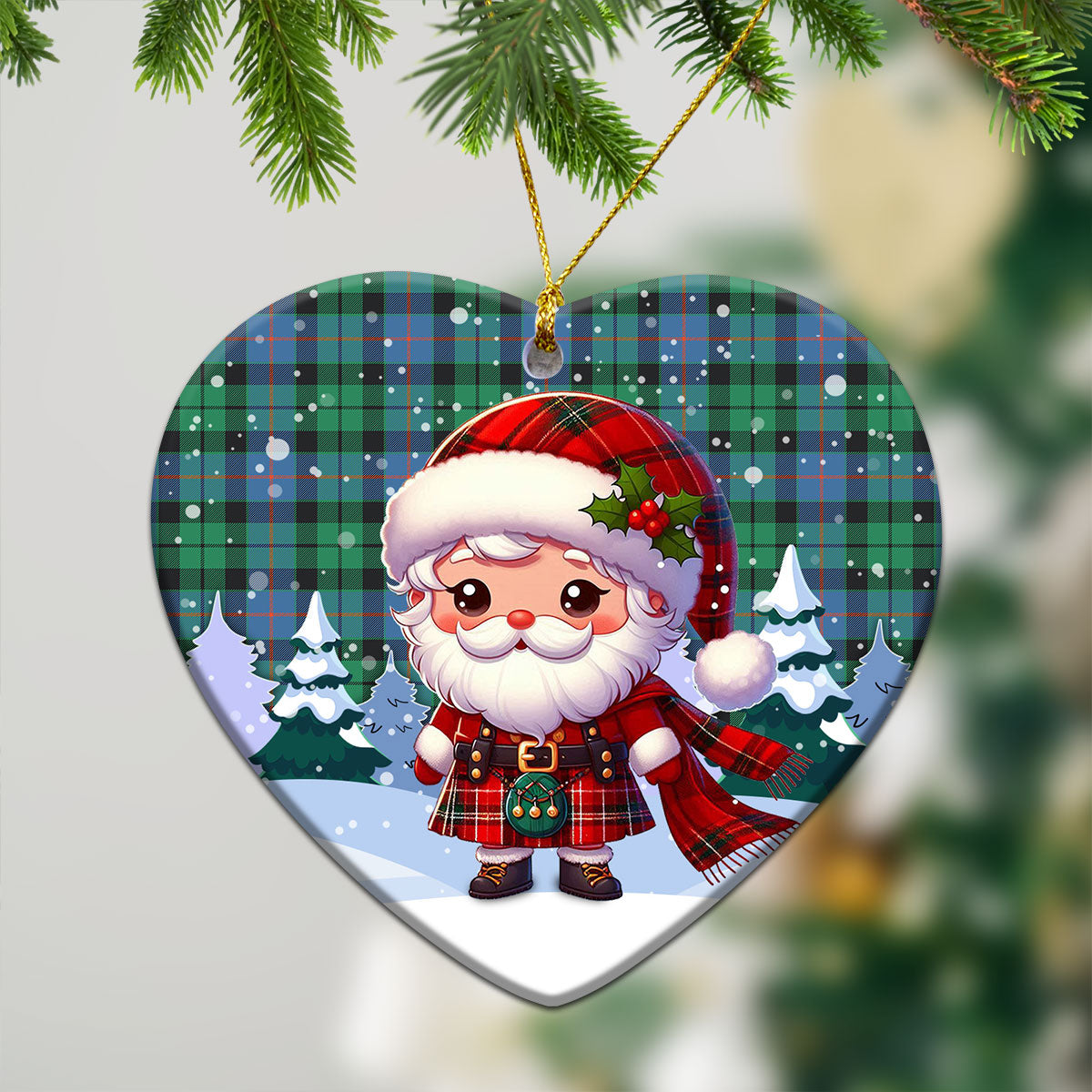 Morrison Ancient Tartan Christmas Ceramic Ornament - Santa Claus In Kilt Style