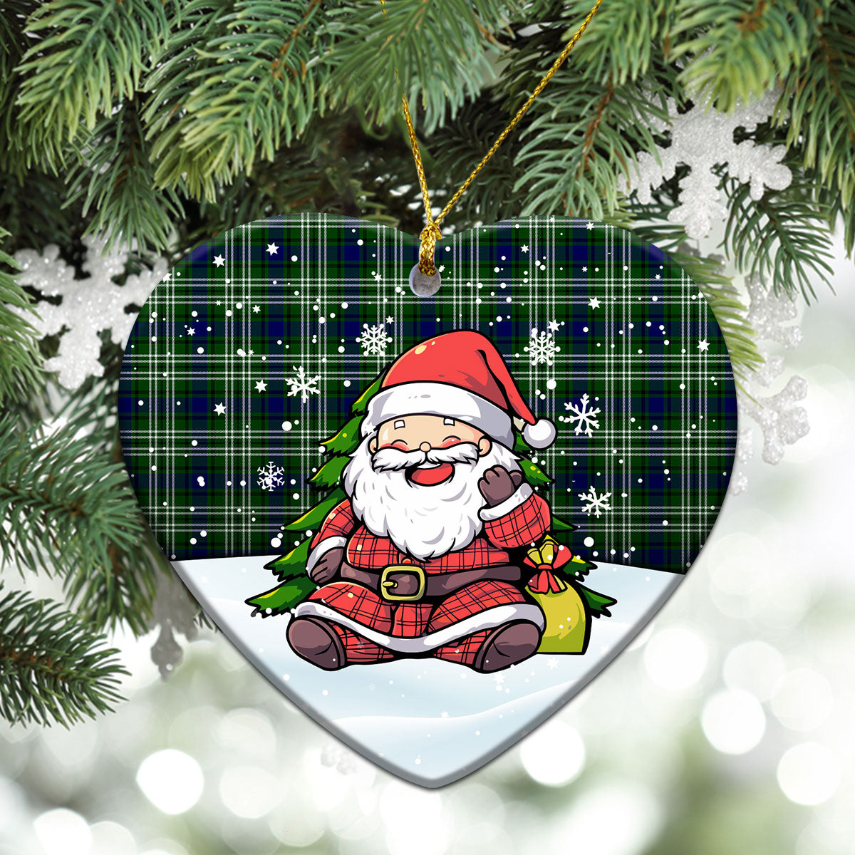 Mow Tartan Christmas Ceramic Ornament - Scottish Santa Style