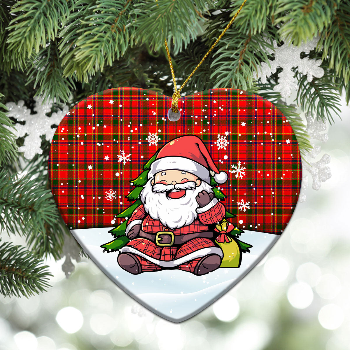 Munro Modern Tartan Christmas Ceramic Ornament - Scottish Santa Style