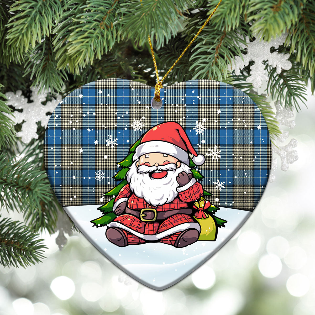 Napier Ancient Tartan Christmas Ceramic Ornament - Scottish Santa Style