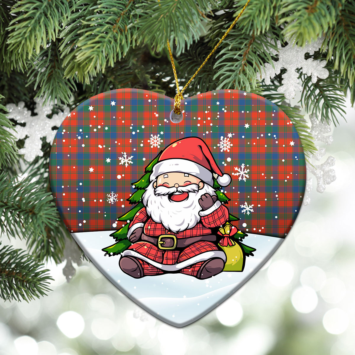 Robertson Ancient Tartan Christmas Ceramic Ornament - Scottish Santa Style