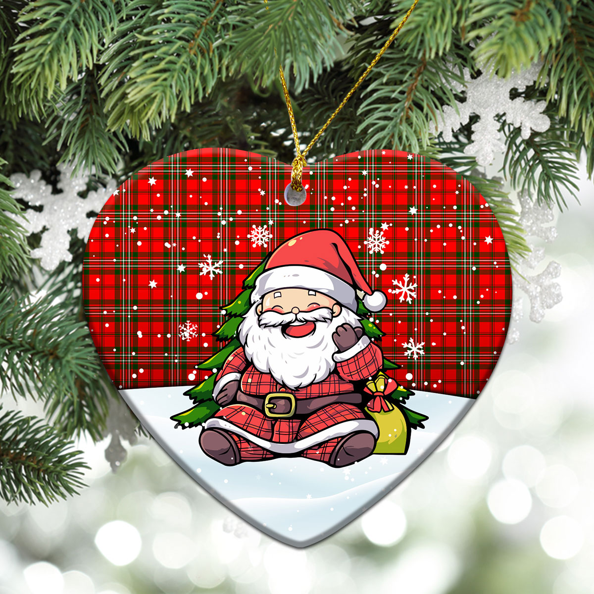 Scott Modern Tartan Christmas Ceramic Ornament - Scottish Santa Style