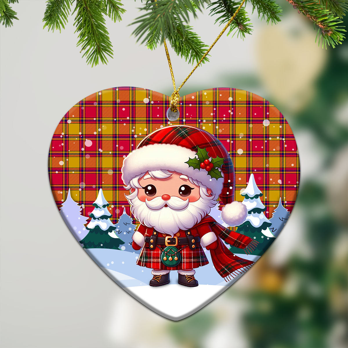 Scrymgeour Tartan Christmas Ceramic Ornament - Santa Claus In Kilt Style