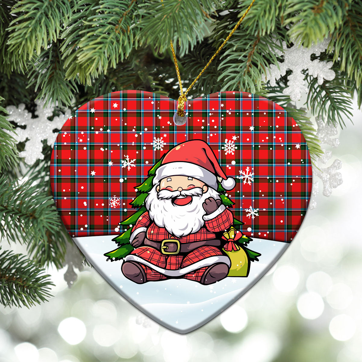 Sinclair Modern Tartan Christmas Ceramic Ornament - Scottish Santa Style