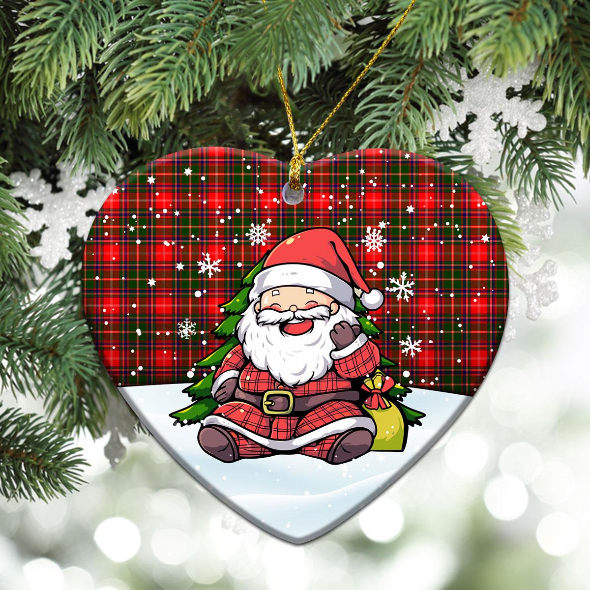 Somerville Tartan Christmas Ceramic Ornament - Scottish Santa Style