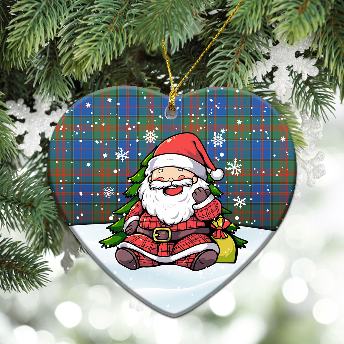 Stewart of Appin Hunting Ancient Tartan Christmas Ceramic Ornament - Scottish Santa Style