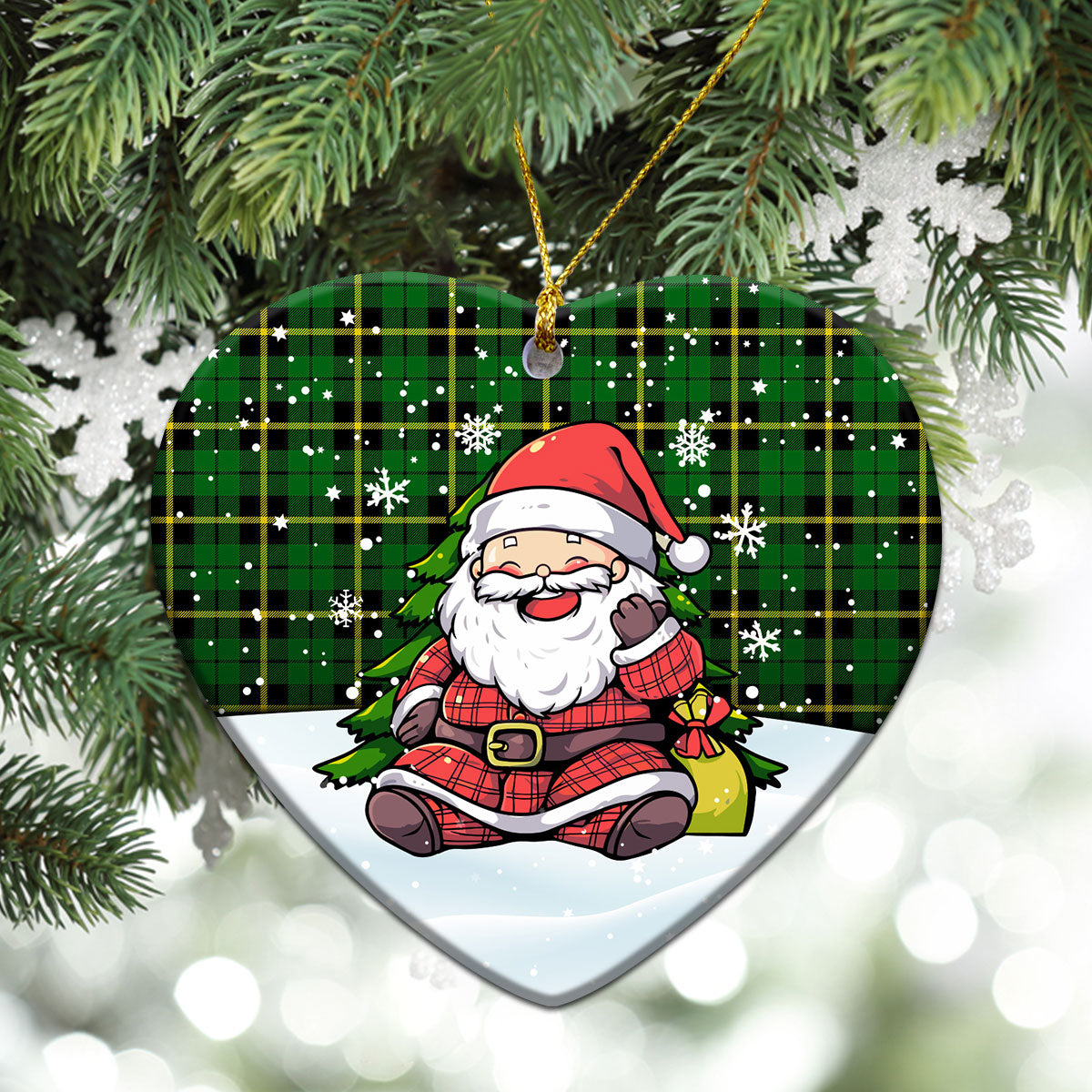 Wallace Hunting Modern Tartan Christmas Ceramic Ornament - Scottish Santa Style