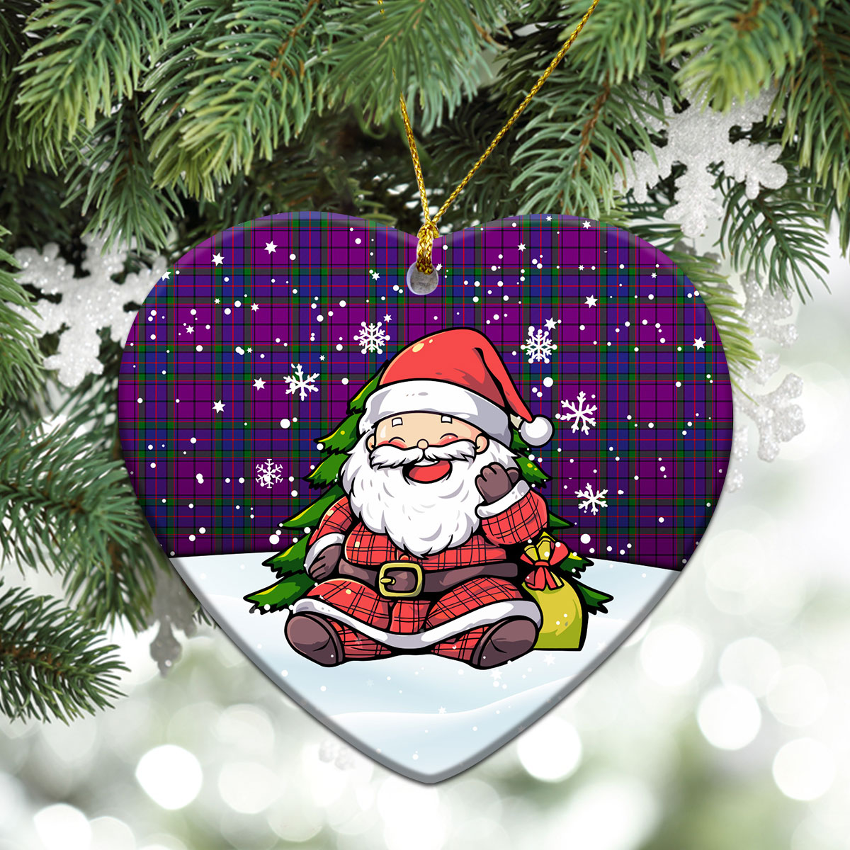 Wardlaw Modern Tartan Christmas Ceramic Ornament - Scottish Santa Style