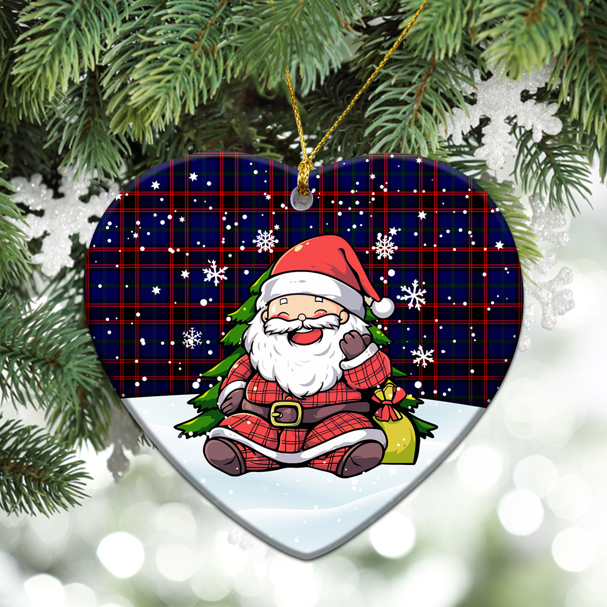 Wedderburn Tartan Christmas Ceramic Ornament - Scottish Santa Style