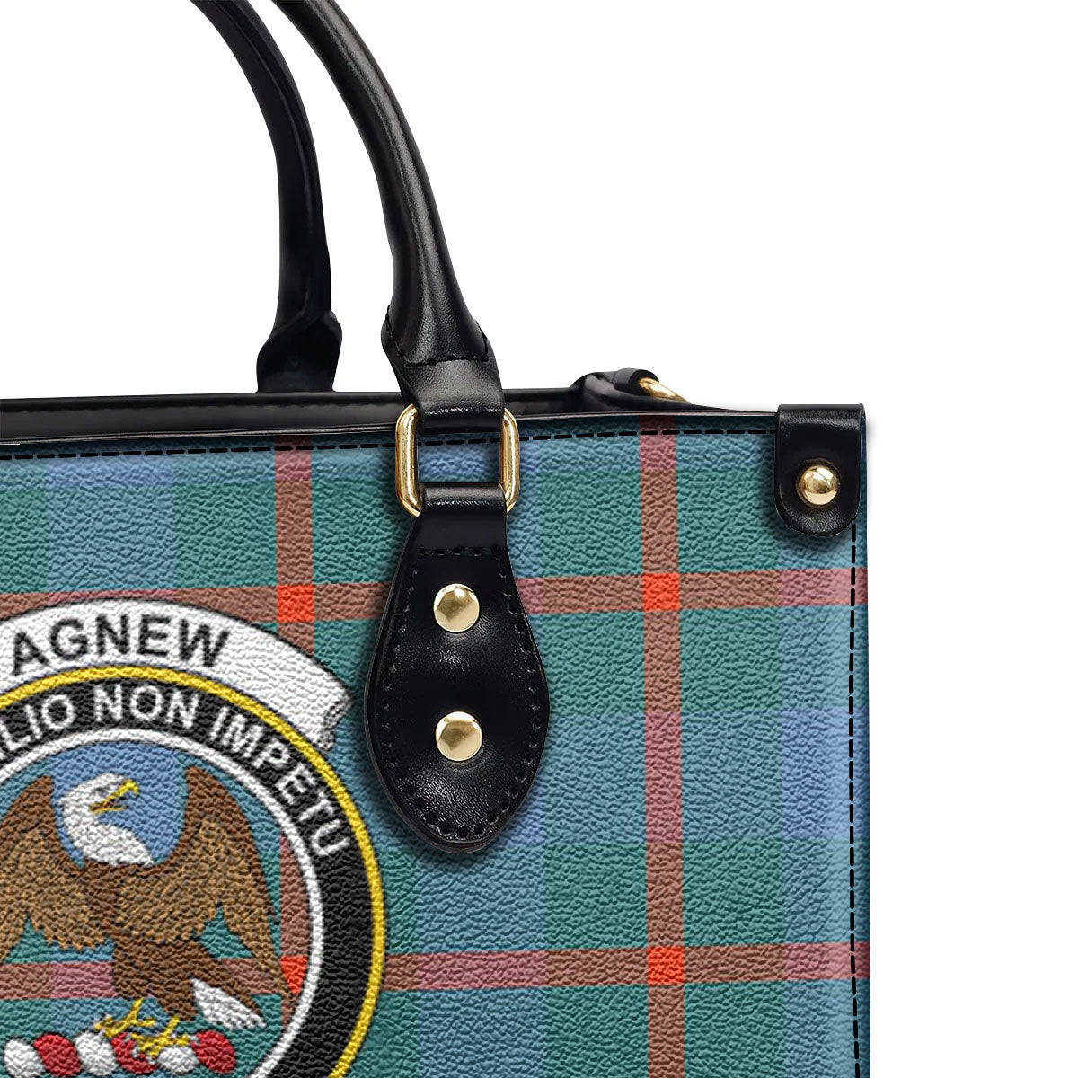 Agnew Ancient Tartan Crest Leather Handbag