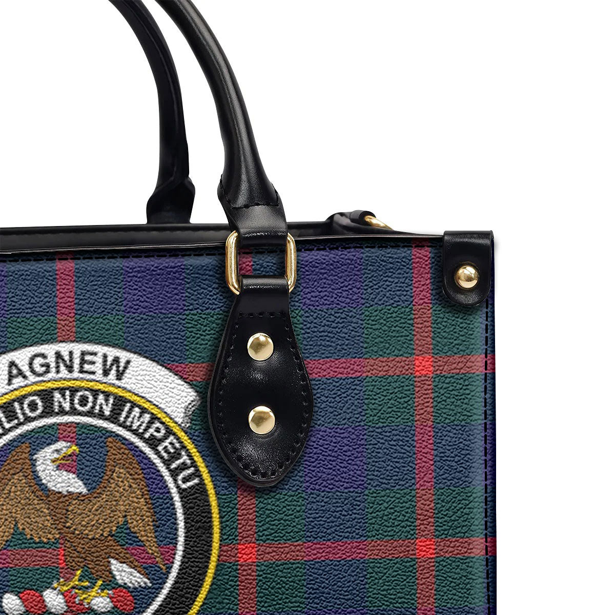 Agnew Modern Tartan Crest Leather Handbag