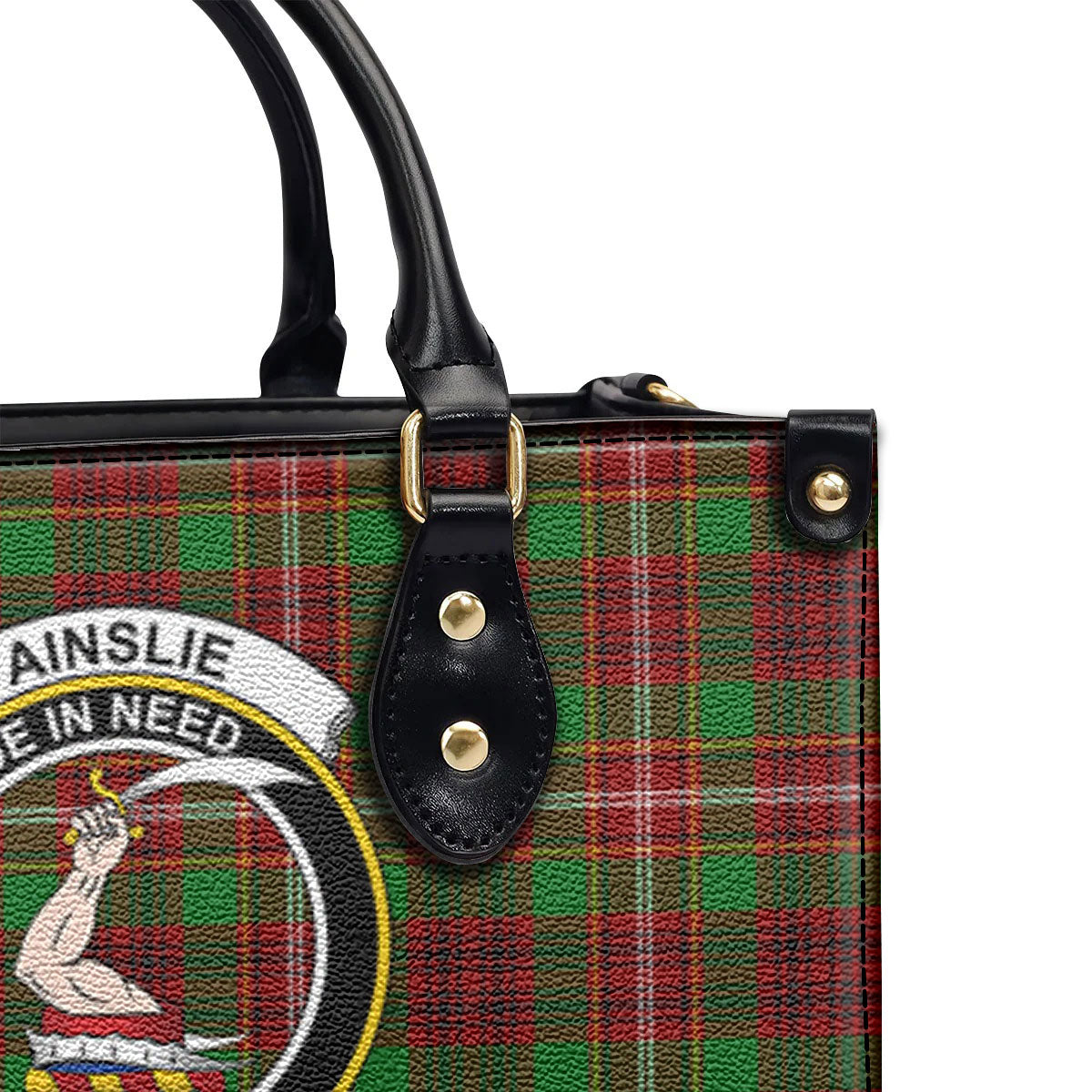 Ainslie Tartan Crest Leather Handbag