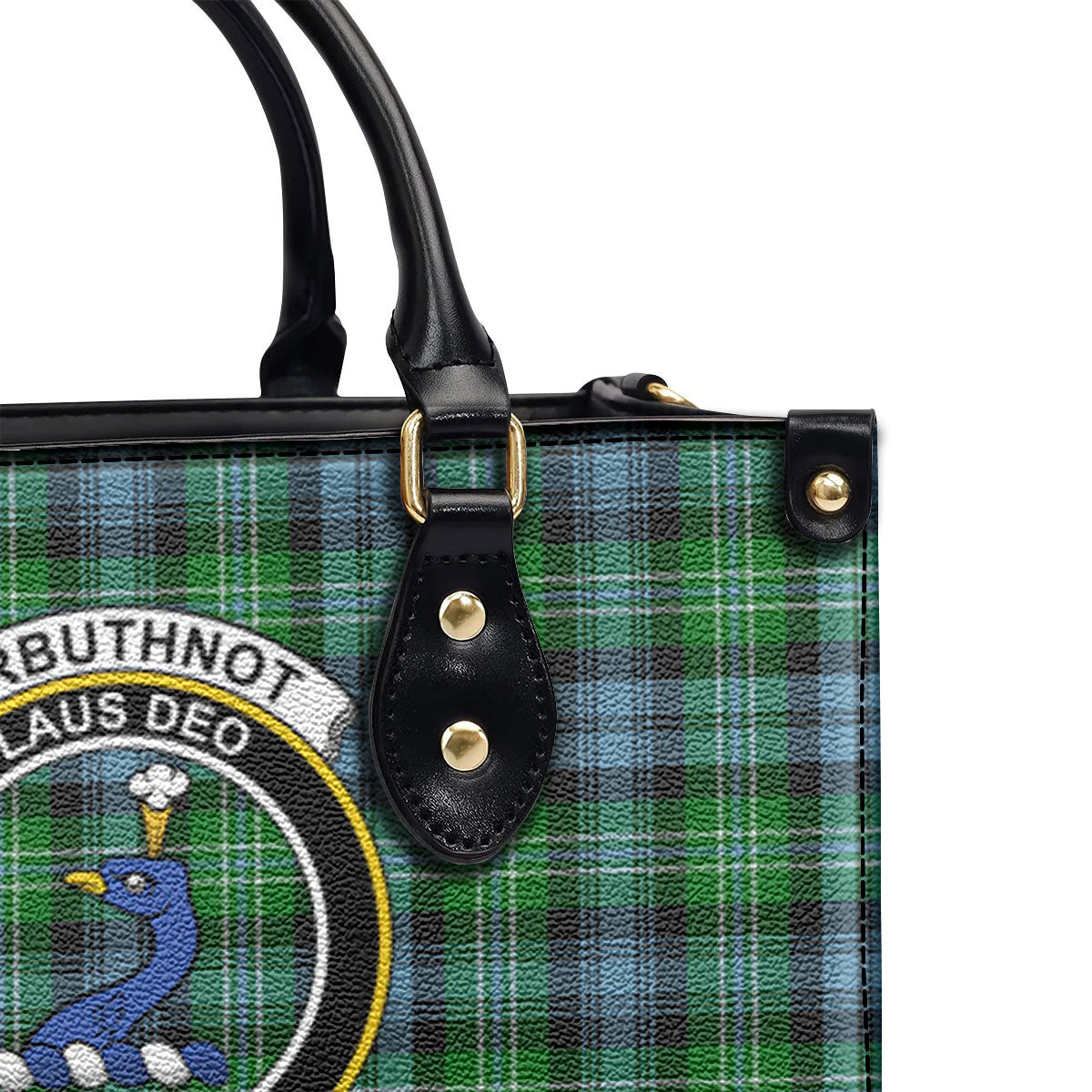 Arbuthnot Ancient Tartan Crest Leather Handbag