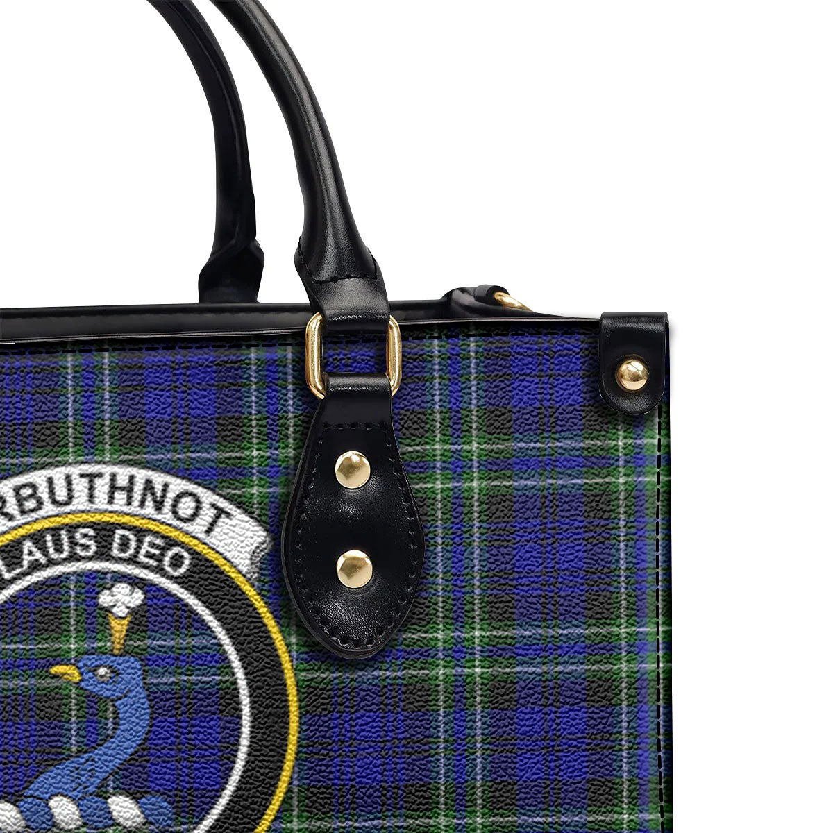 Arbuthnot Modern Tartan Crest Leather Handbag