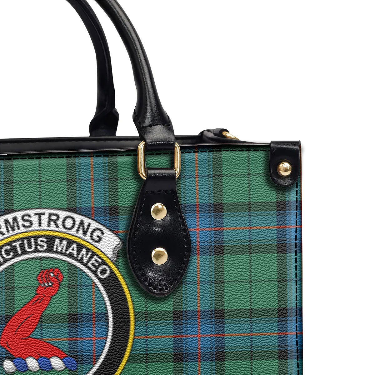 Armstrong Ancient Tartan Crest Leather Handbag