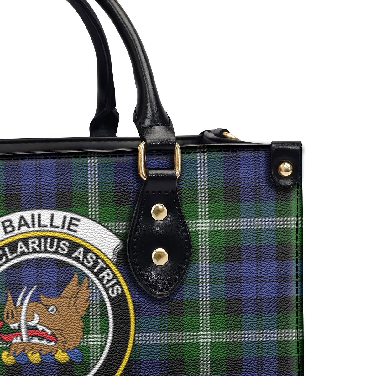 Baillie Modern Tartan Crest Leather Handbag