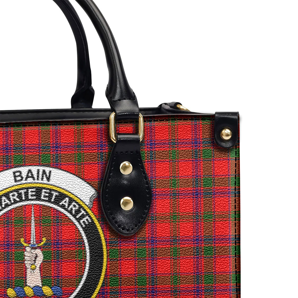 Bain Tartan Crest Leather Handbag