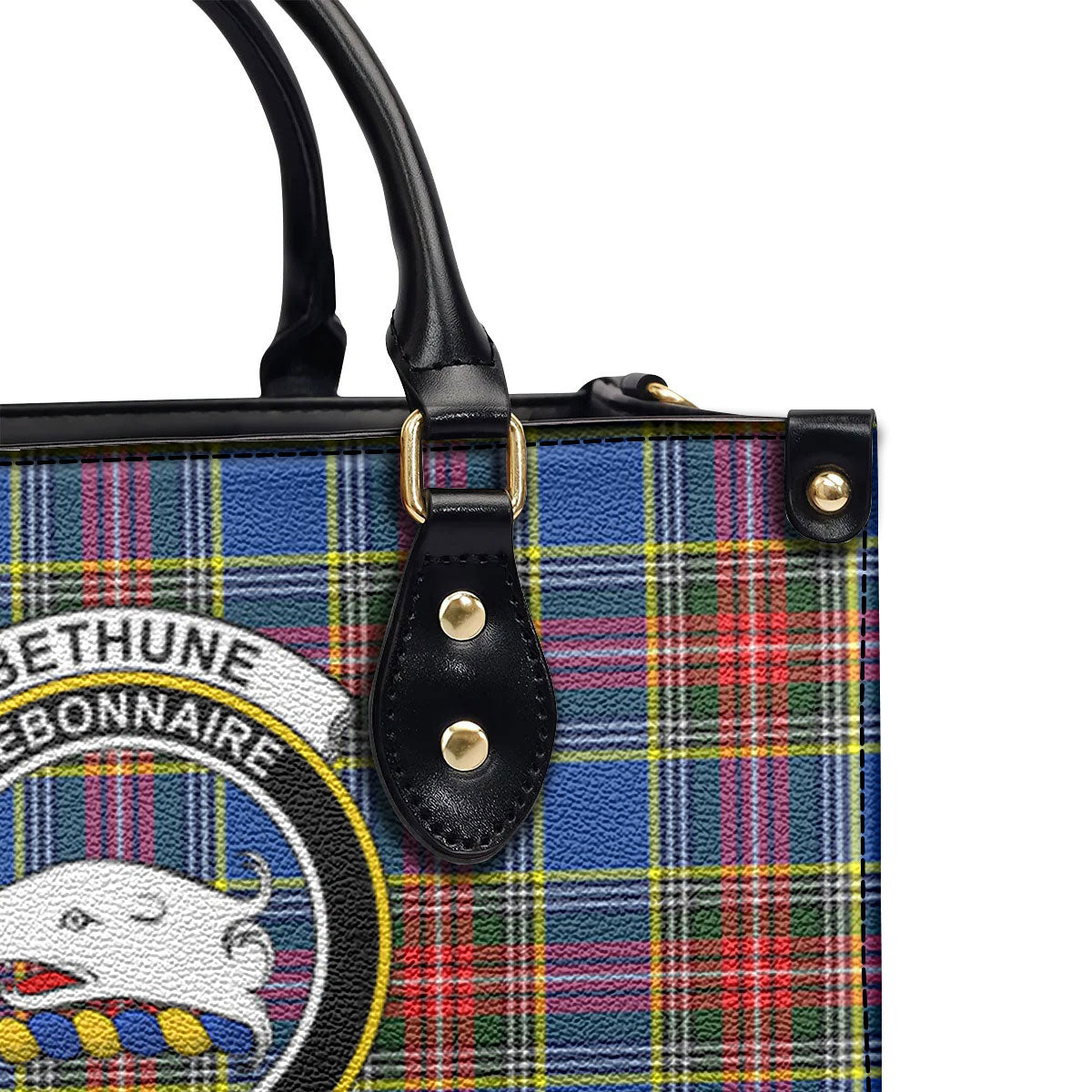 Bethune Modern Tartan Crest Leather Handbag