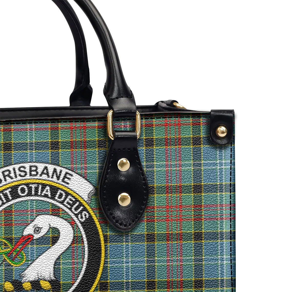 Brisbane Tartan Crest Leather Handbag