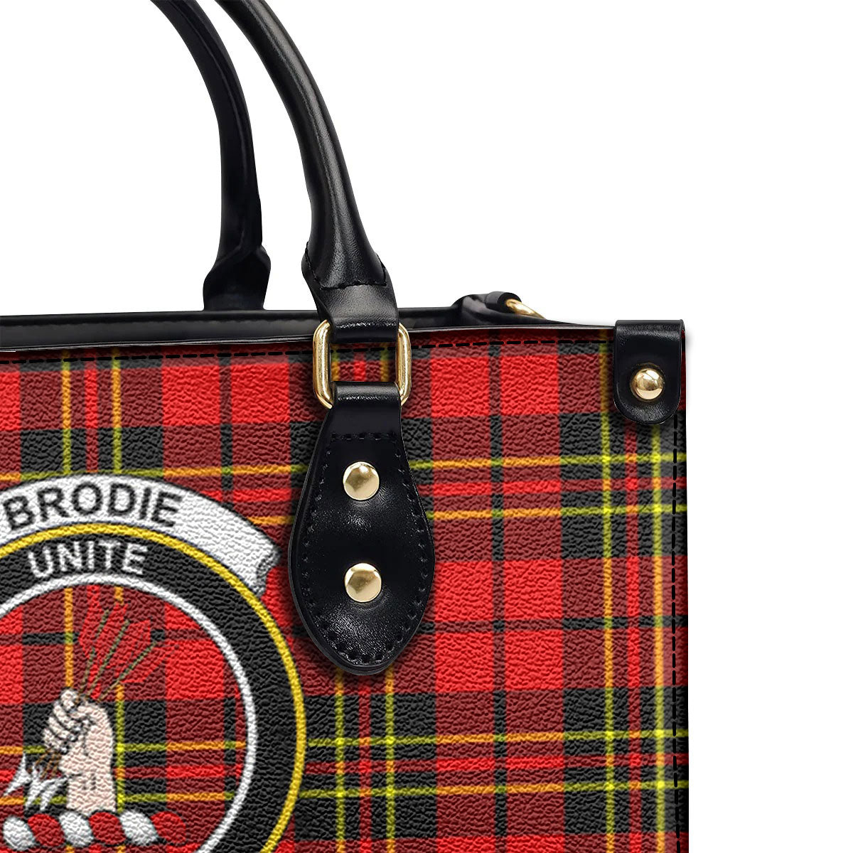 Brodie Modern Tartan Crest Leather Handbag