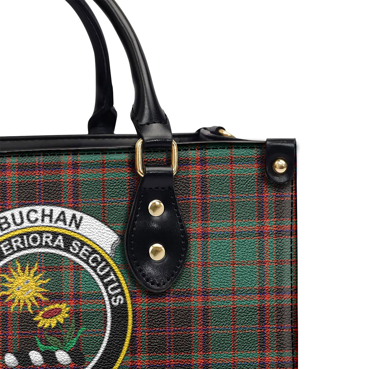 Buchan Ancient Tartan Crest Leather Handbag