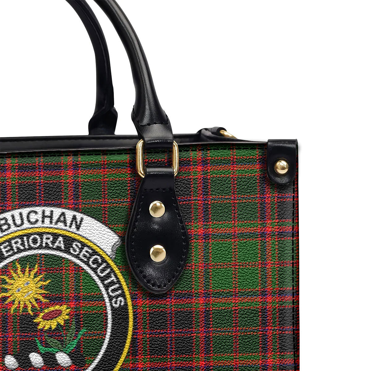 Buchan Modern Tartan Crest Leather Handbag