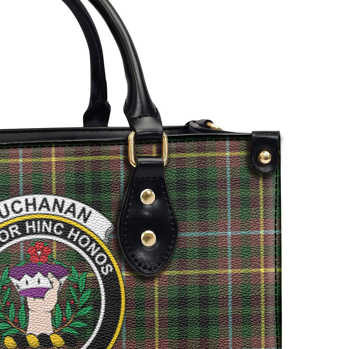 Buchanan Hunting Tartan Crest Leather Handbag