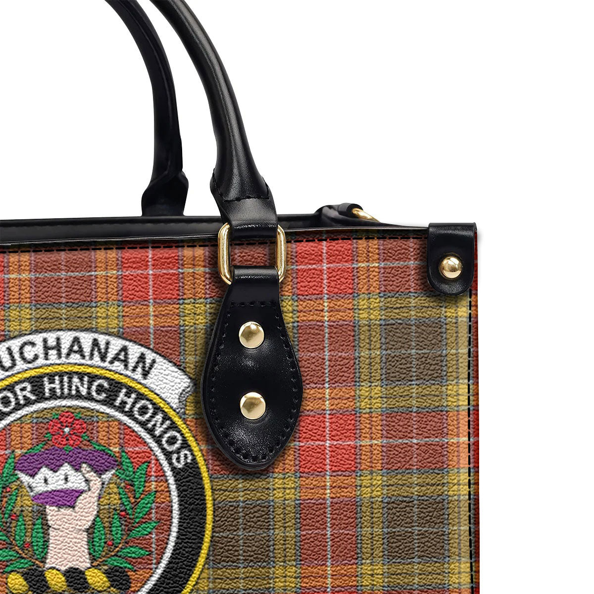 Buchanan Old Set Weathered Tartan Crest Leather Handbag