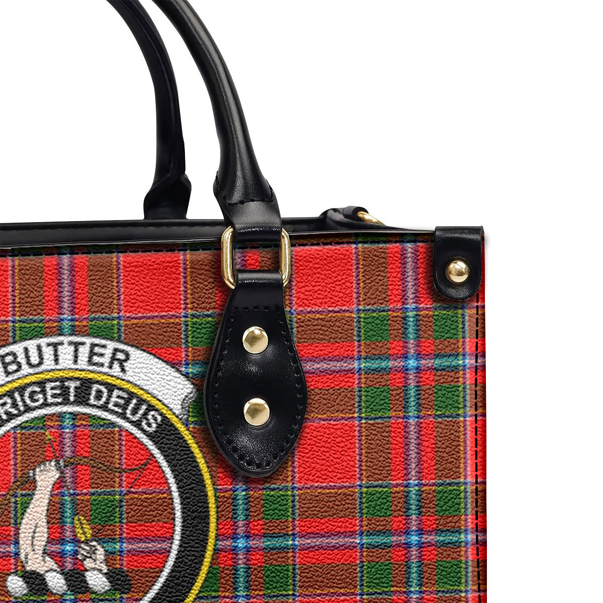 Butter Tartan Crest Leather Handbag