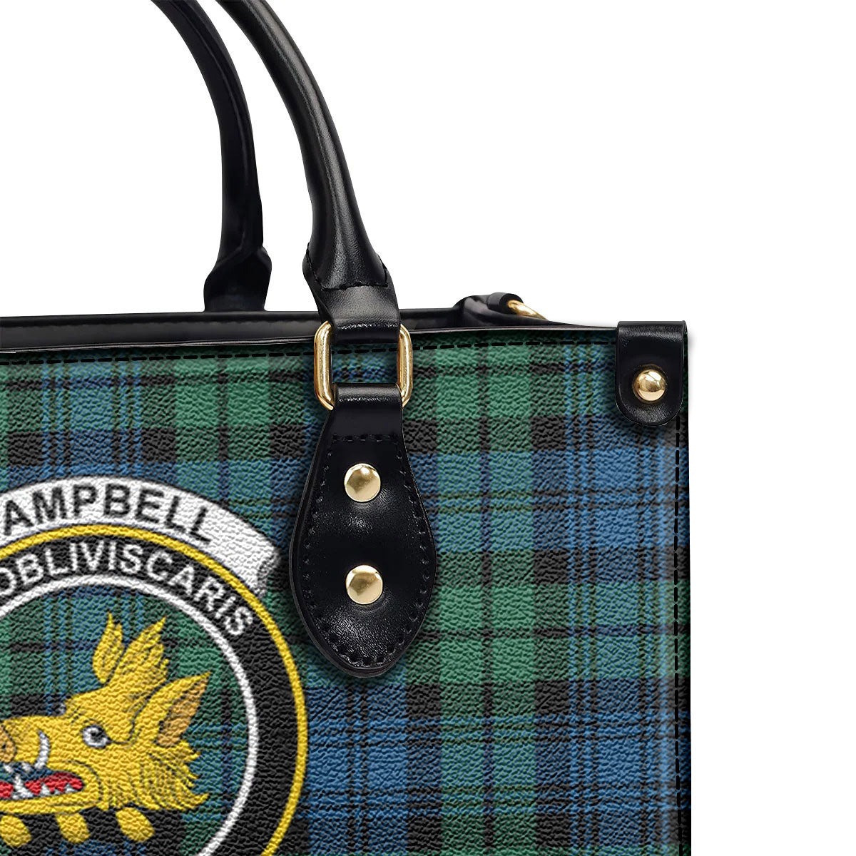 Campbell Ancient 02 Tartan Crest Leather Handbag