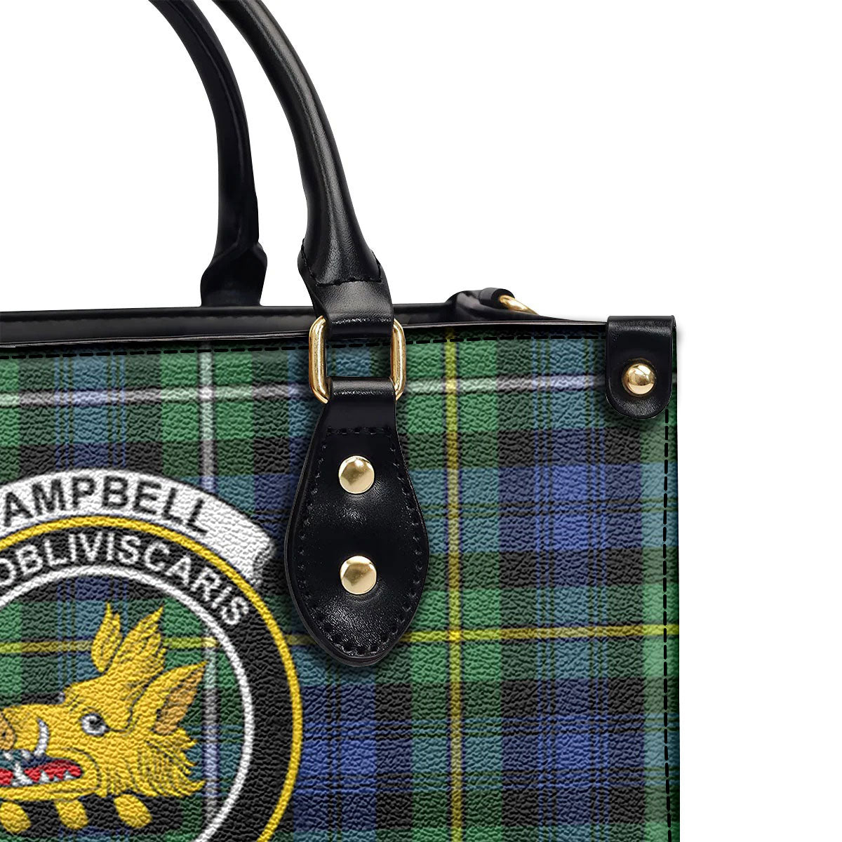 Campbell Argyll Ancient Tartan Crest Leather Handbag