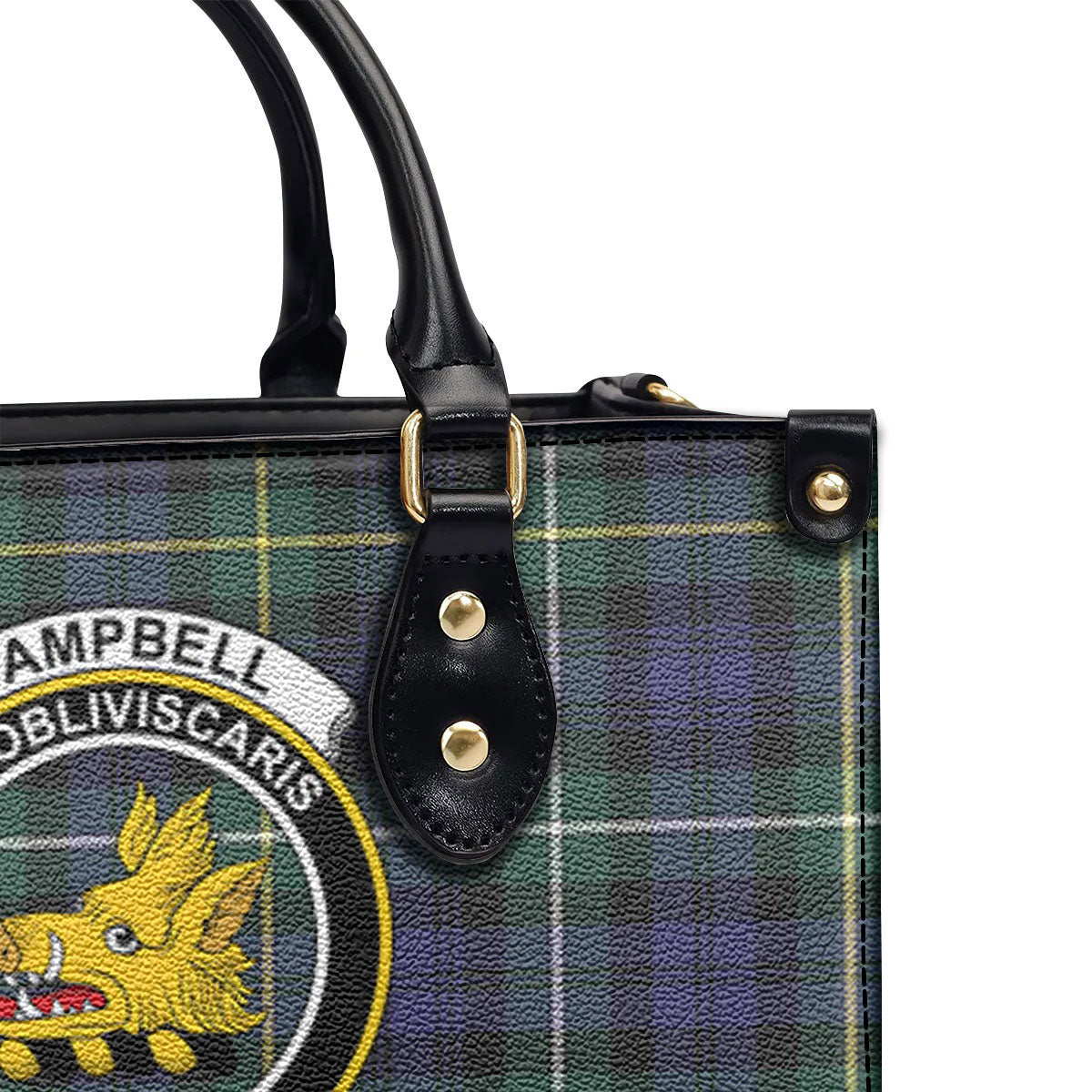 Campbell Argyll Modern Tartan Crest Leather Handbag