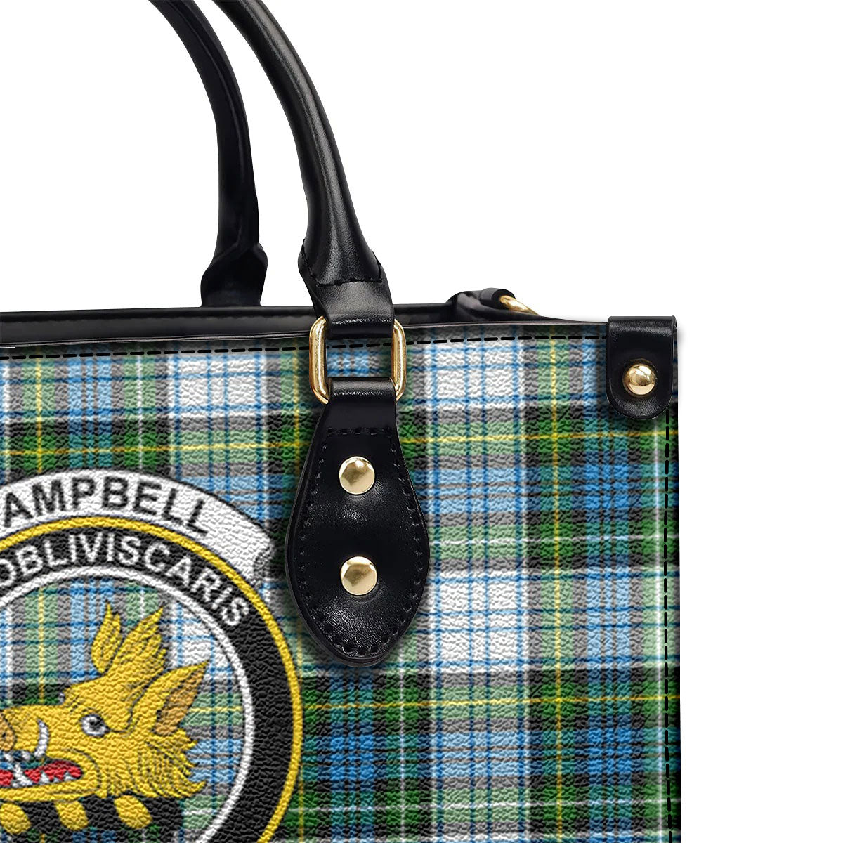 Campbell Dress Tartan Crest Leather Handbag