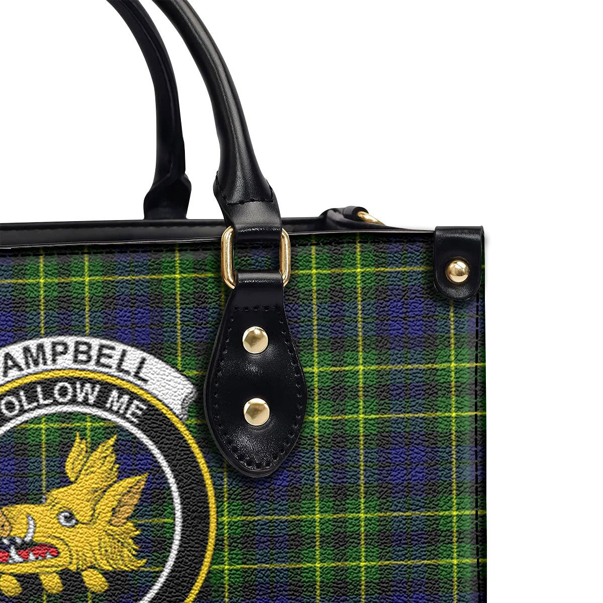 Campbell of Breadalbane Modern Tartan Crest Leather Handbag