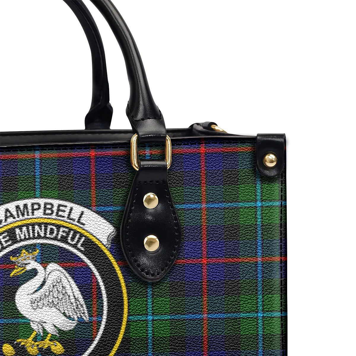 Campbell of Cawdor Modern Tartan Crest Leather Handbag