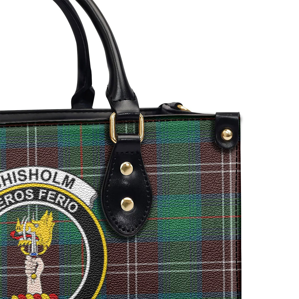 Chisholm Hunting Ancient Tartan Crest Leather Handbag