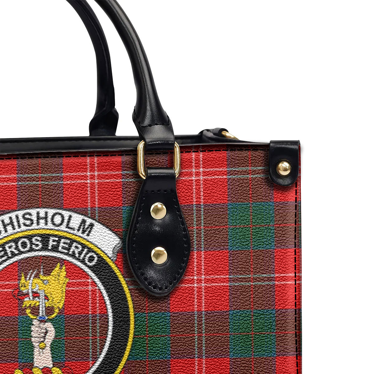 Chisholm Modern Tartan Crest Leather Handbag