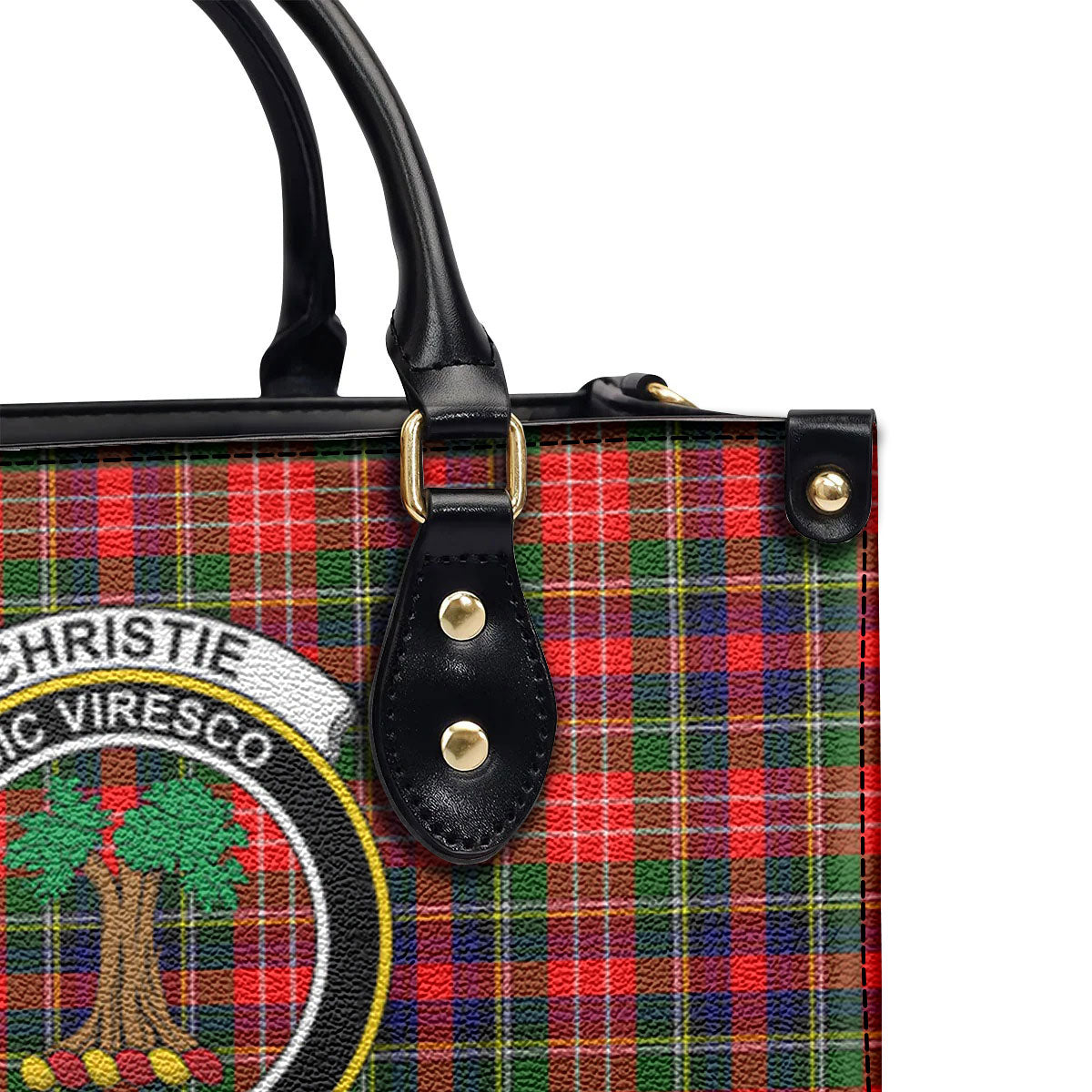 Christie Tartan Crest Leather Handbag