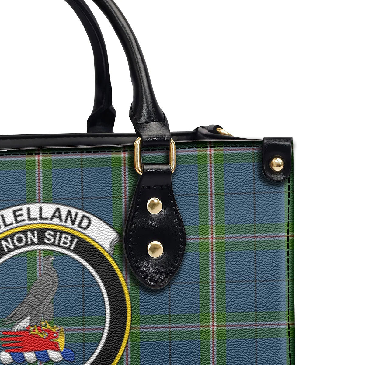 Clelland Tartan Crest Leather Handbag