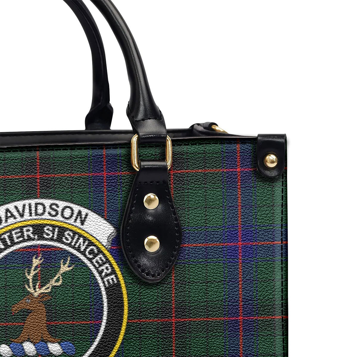 Davidson Modern Tartan Crest Leather Handbag