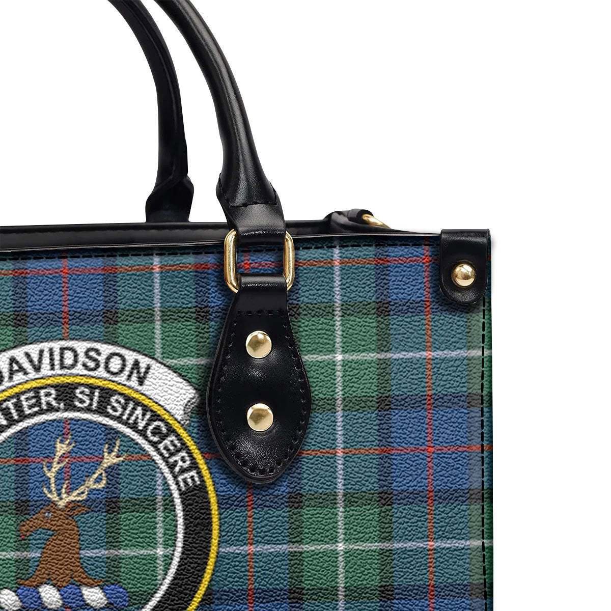 Davidson of Tulloch Tartan Crest Leather Handbag