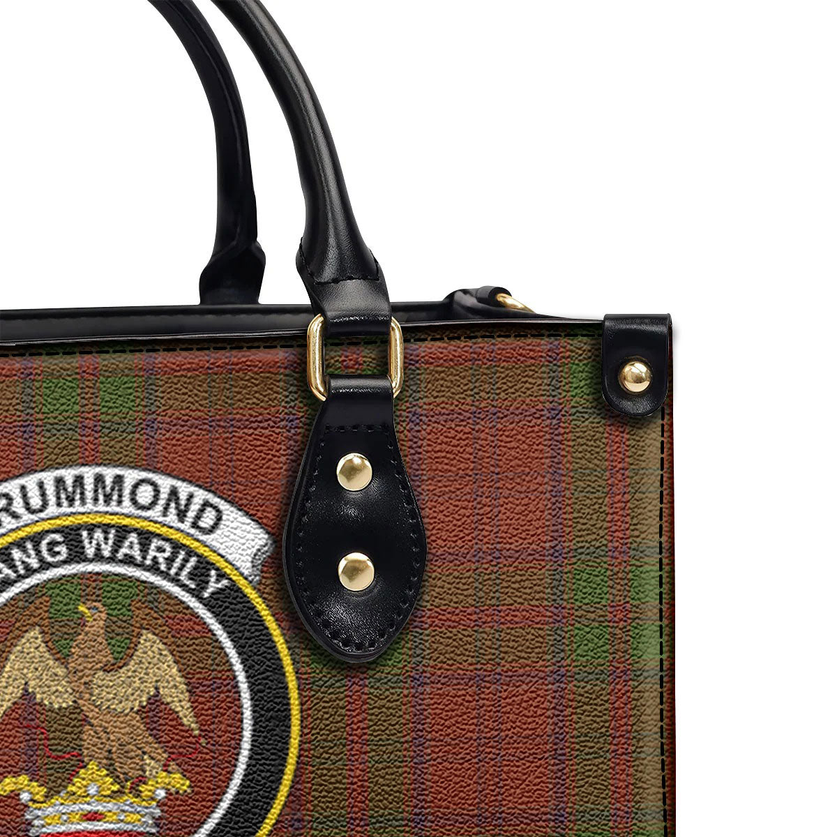 Drummond Clan Tartan Crest Leather Handbag