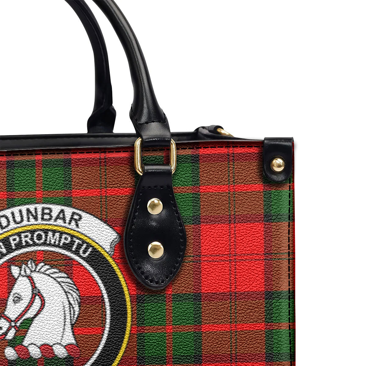 Dunbar Modern Tartan Crest Leather Handbag