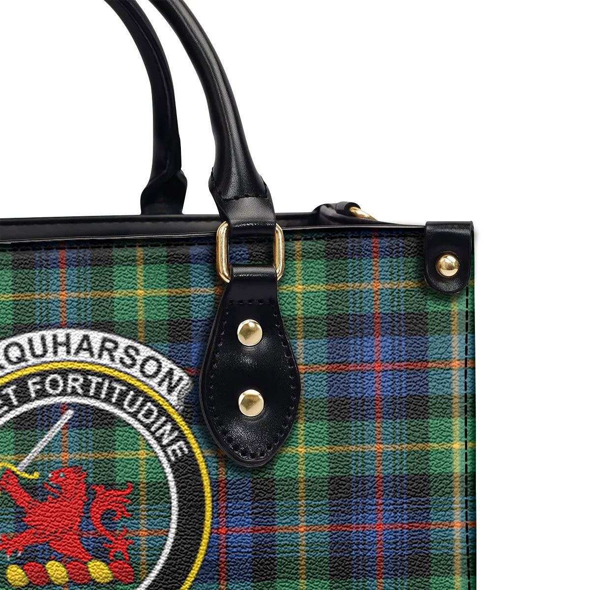 Farquharson Ancient Tartan Crest Leather Handbag