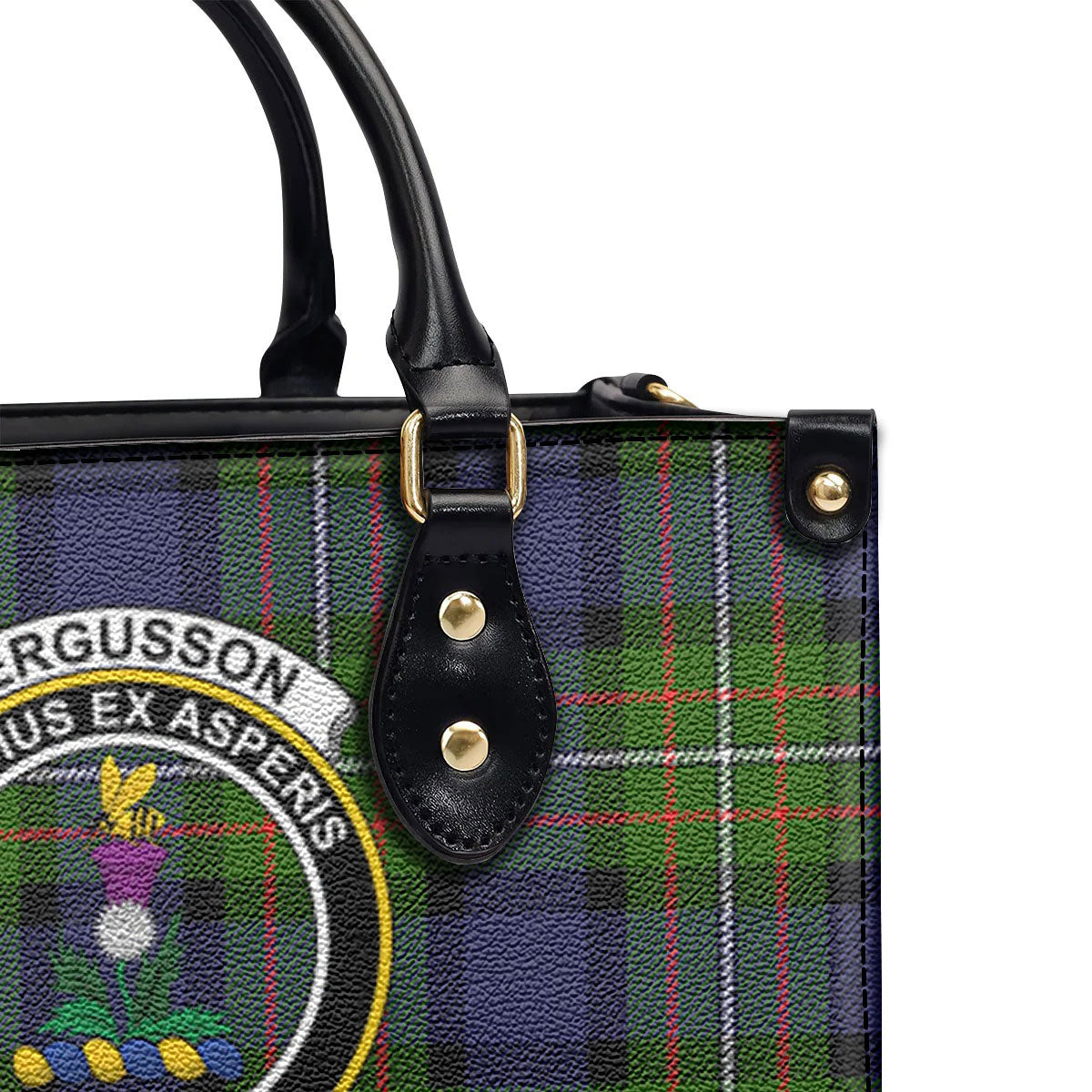 Fergusson Modern Tartan Crest Leather Handbag